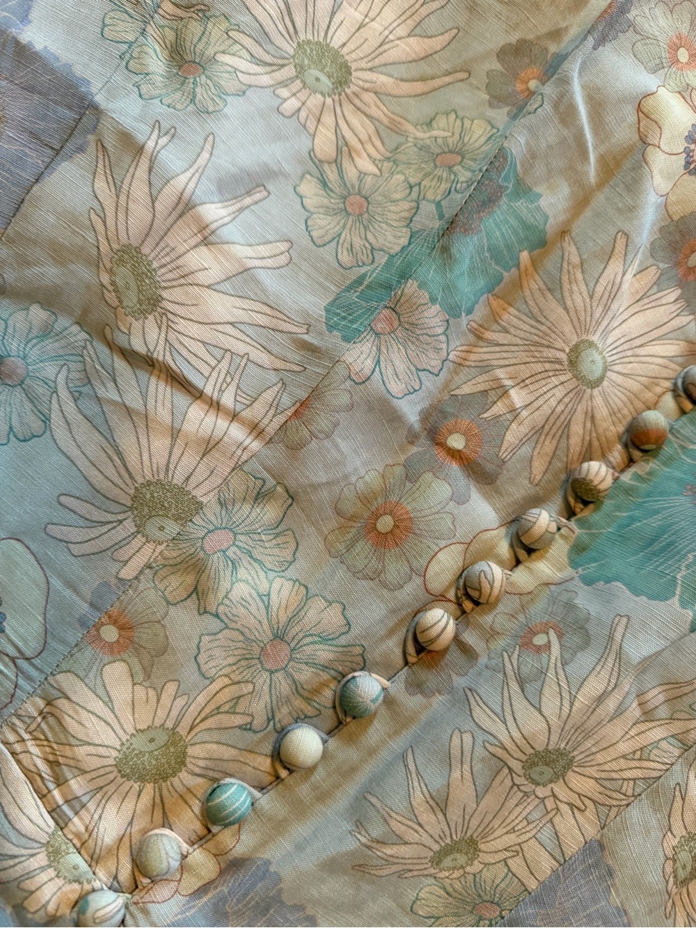 Sandro Floral Maxi Skirt in Cream and Teal - Picture 2 of 4
